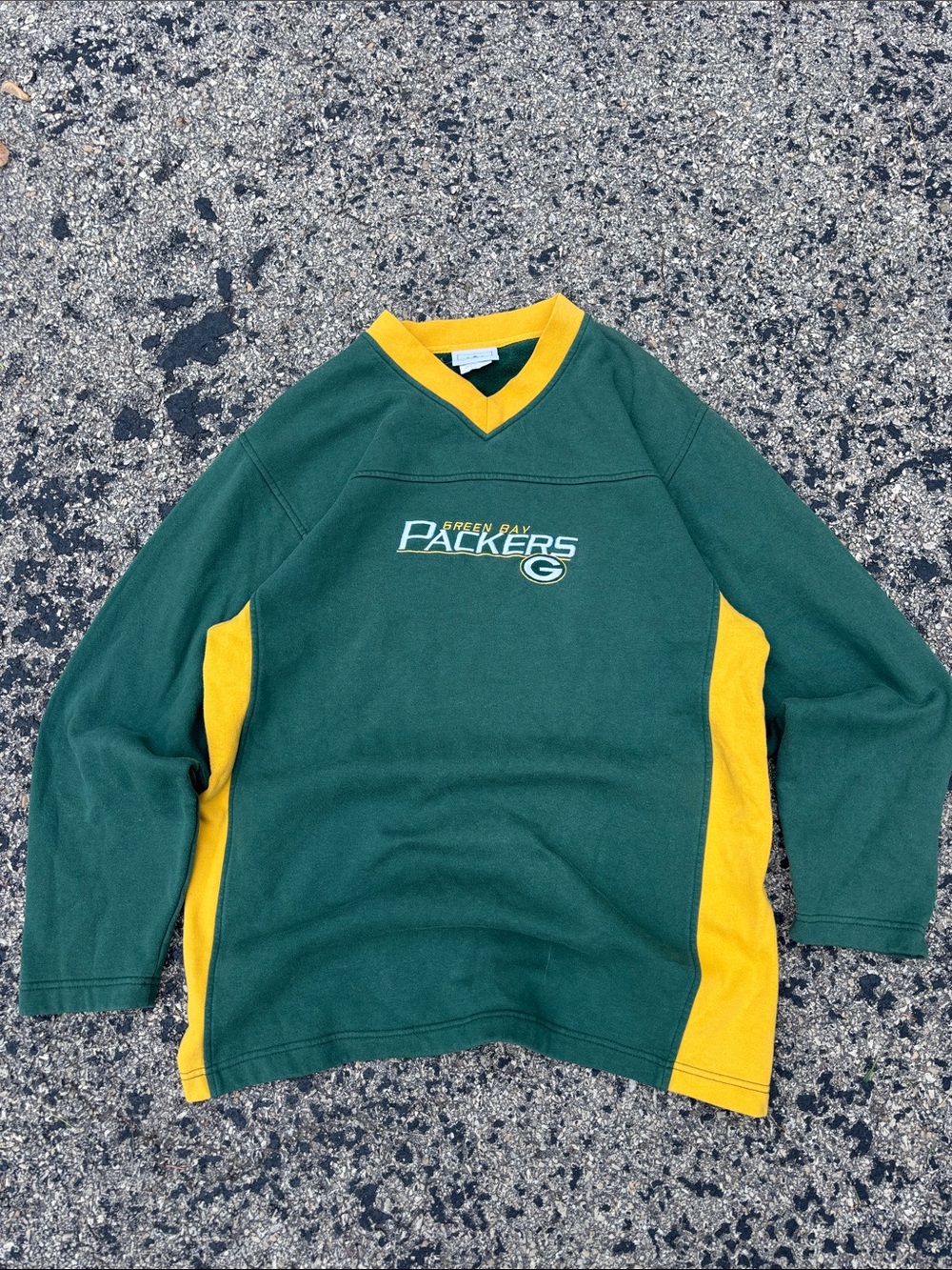 Vintage 90s Green Bay Packers Mens Large Cotton Blend Embroidered V-Neck Sweatsh